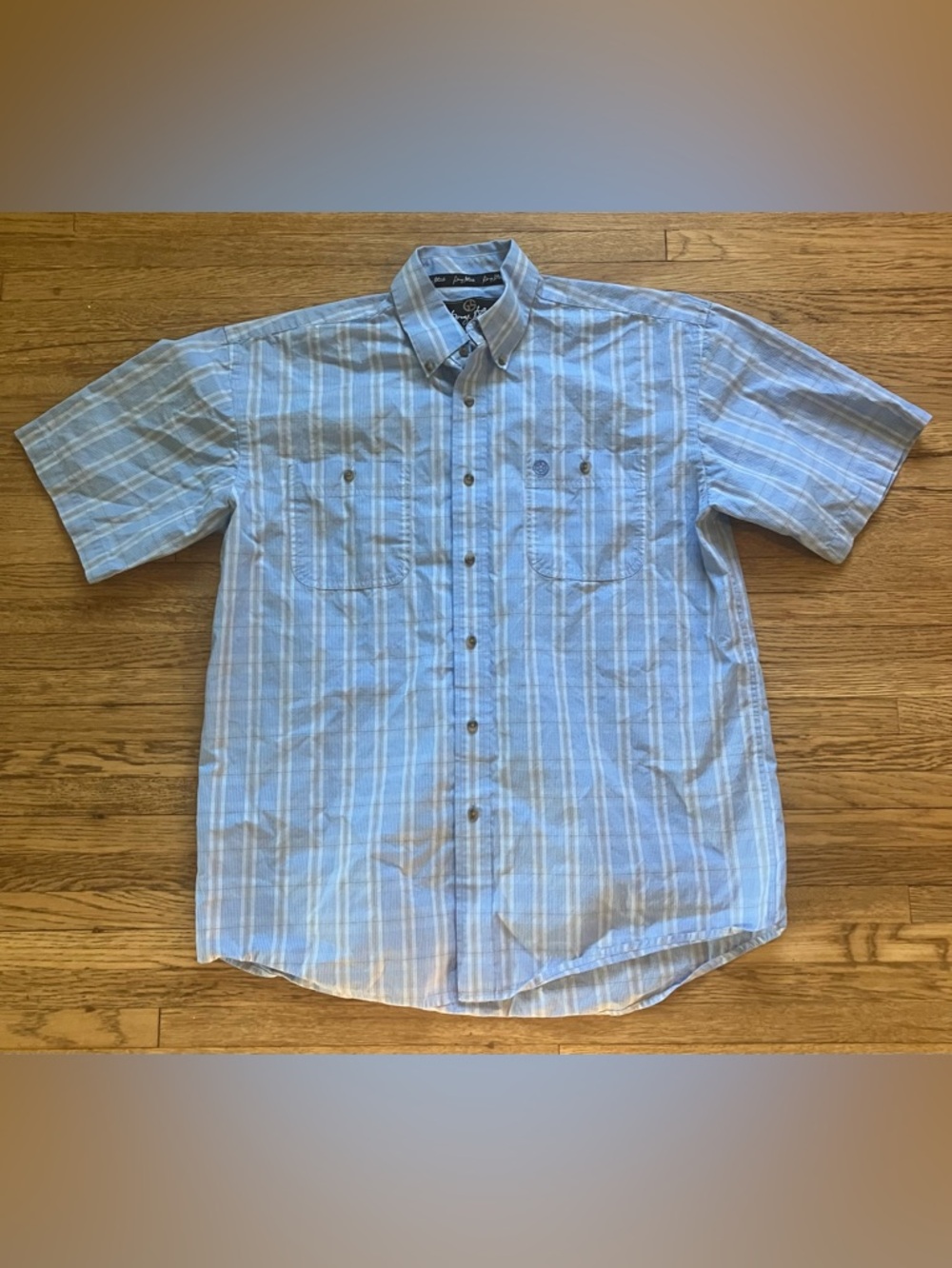 Wrangler George Strait Short Sleeve Button Western Shirt Blue Plaid L